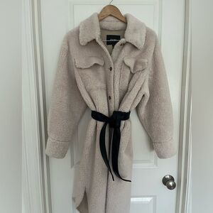 Cream Button-Up Sherpa Coat